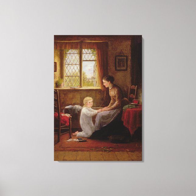 Bedtime, 1890 (oil on panel) canvas print (Front)