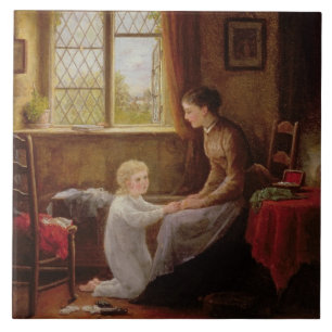 Bedtime, 1890 (oil on panel) ceramic tile