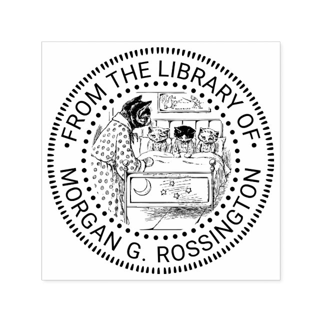 Bedtime For Kittens Drawing Library Book Name Self-inking Stamp (Design)