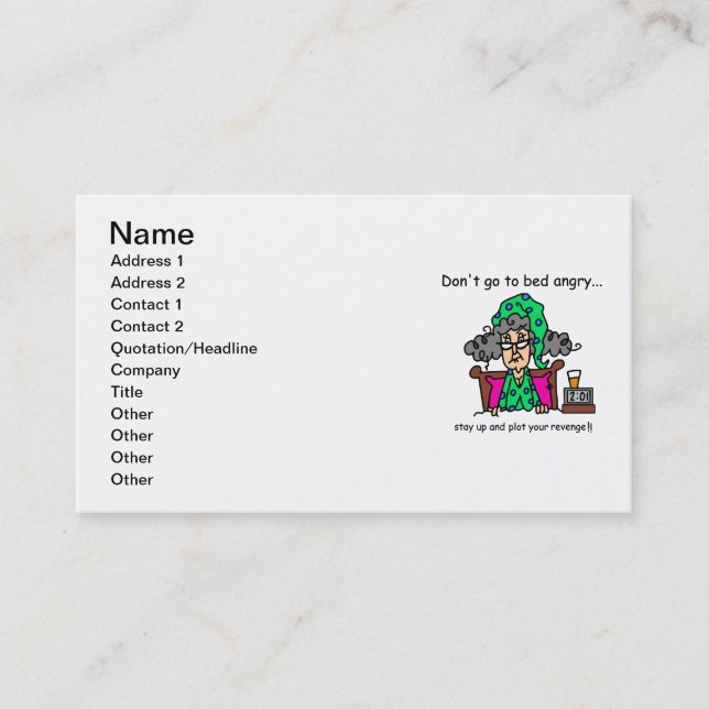 Bedtime Humor Business Card (Front)