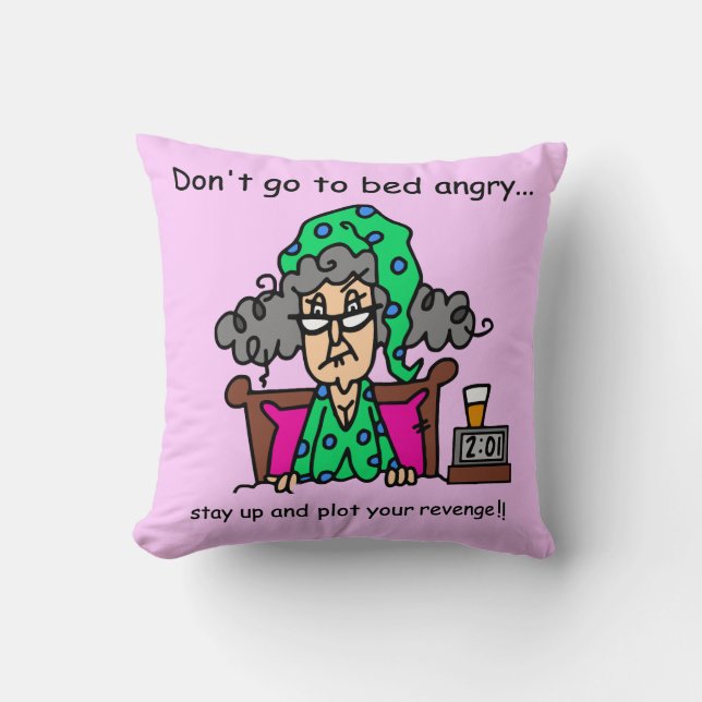 Bedtime Humor Throw Pillow (Front)