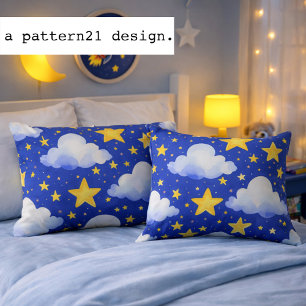 bedtime night sky blue pattern throw pillow