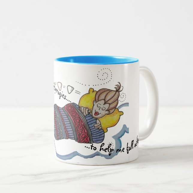 Bedtime Perogies Pyrohy Varenyky Ukrainian Two-Tone Coffee Mug (Front Right)