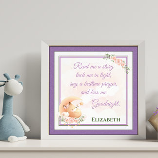 Bedtime Poem for Kids Room Customizable Text Photo Print
