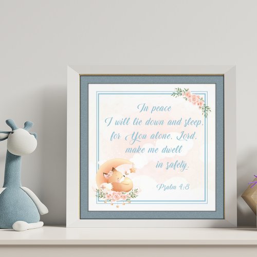 Bedtime Prayer for Kids Room Bible Verse Psalm Photo Print