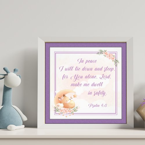 Bedtime Prayer for Kids Room Bible Verse Psalm Photo Print