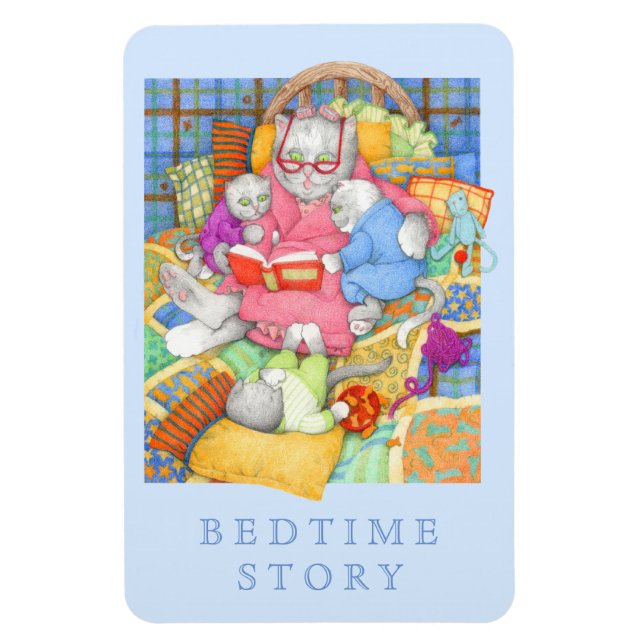 BEDTIME STORY 4x6 Flexible Magnet - Blue (Vertical)
