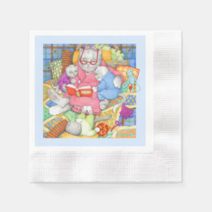 BEDTIME STORY Coined Cocktail Paper Napkins - Blue