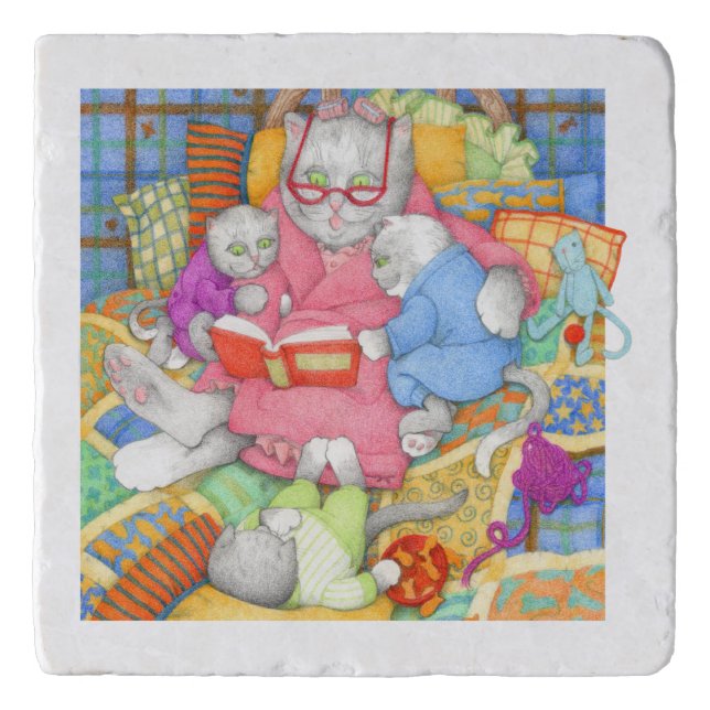 BEDTIME STORY Marble Stone Trivet (Front)