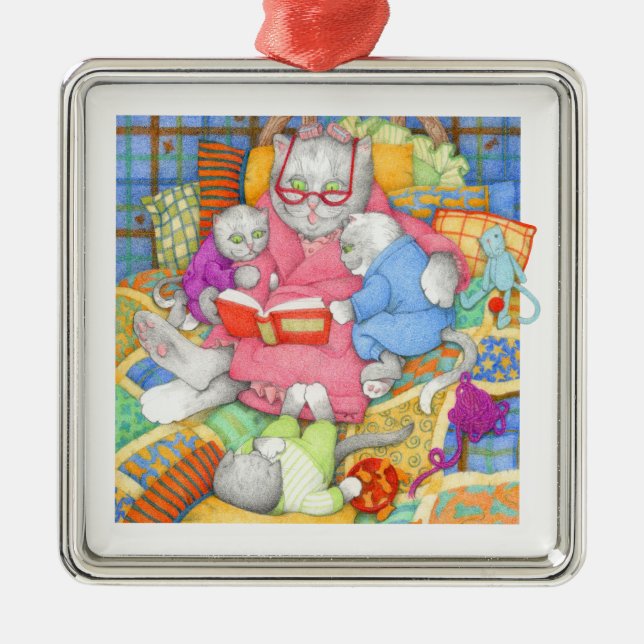 BEDTIME STORY Premium Square Ornament  (Front)