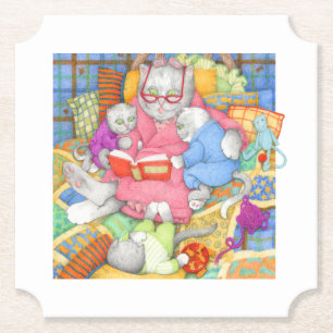 BEDTIME STORY Ticket Paper Coasters - White