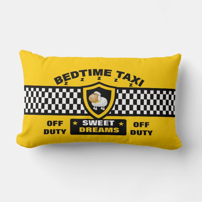 Bedtime Taxi Lumbar Pillow (Front)