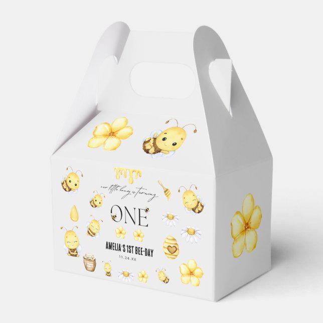 Bee 1st Birthday Favor Boxes (Front Side)