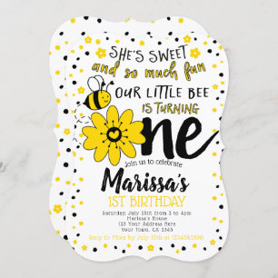 Bee 1st Birthday Invitation