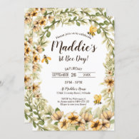 Bee 1st Birthday Invitation 1st Bee Day Honey Bee