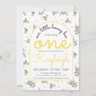 Bee 1st Birthday Invitation Honey Bee-day Party