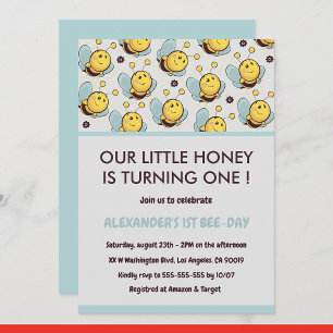 Bee 1st birthday invitations Cute Our little honey
