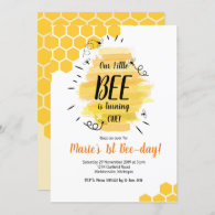 Bee 1st Birthday Party Invitation