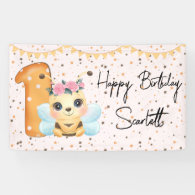 Bee 1st Birthday Party Personalized Banner