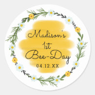 Bee 1st Birthday Party Stickers | 1st Bee Day