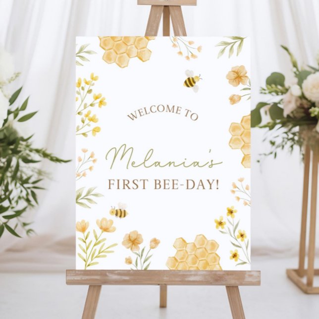 Bee 1st Birthday Welcome Sign Bumblebee First Birt (Creator Uploaded)