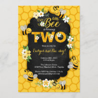 Bee 2nd Birthday Party Invitation - Bee Birthday