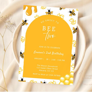 Bee 2nd Birthday Sweet To Bee Two Bees Theme Invitation
