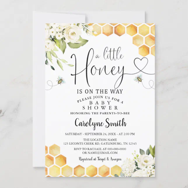 Bee A Little Honey Baby Shower Invitation | Zazzle