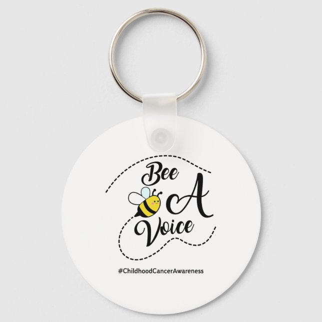 Bee A Voice Childhood Cancer Awareness  Keychain (Front)