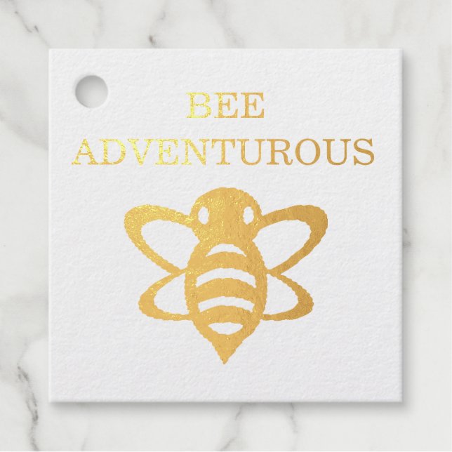Bee Adventurous Foil Favor Tags (Front)