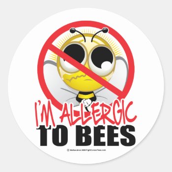Bee Allergy Classic Round Sticker by fightcancertees at Zazzle