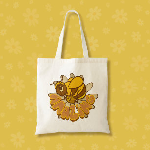 Bee Amazing - Cute Cartoon Bumble Bee & Daisy Tote Bag