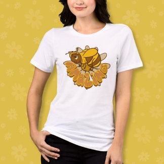 Bee Amazing - Cute Cartoon Bumble Bee & Daisy Tri-Blend Shirt
