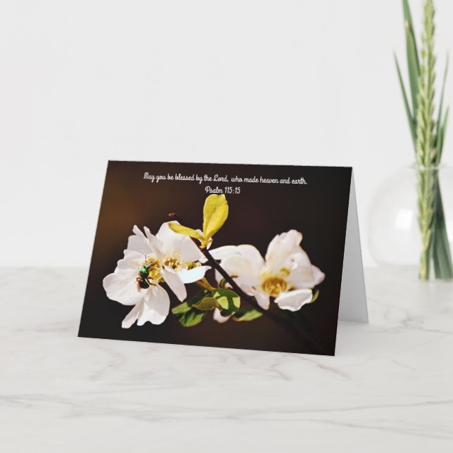 Bee and Blossoms Bible Verse Card Psalm 115:15 (Front)