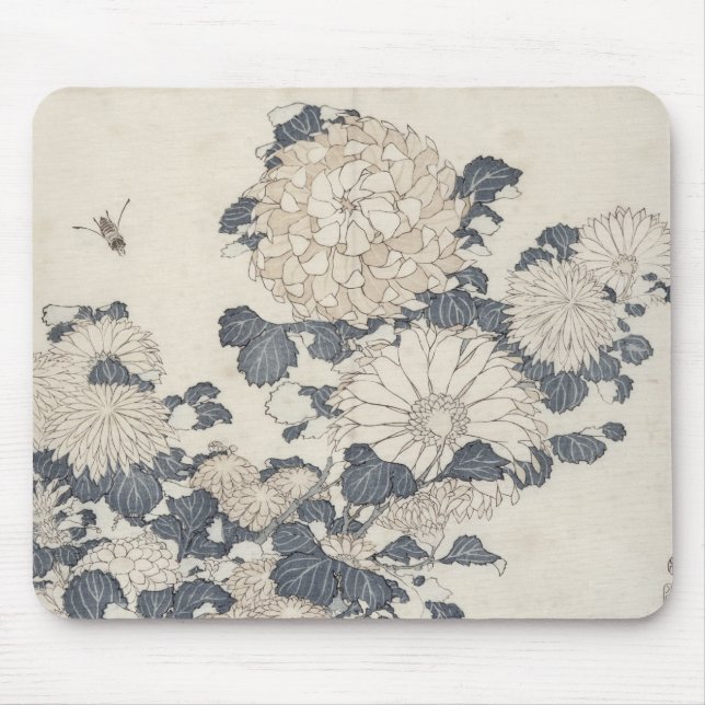 Bee and chrysanthemums mouse pad (Front)