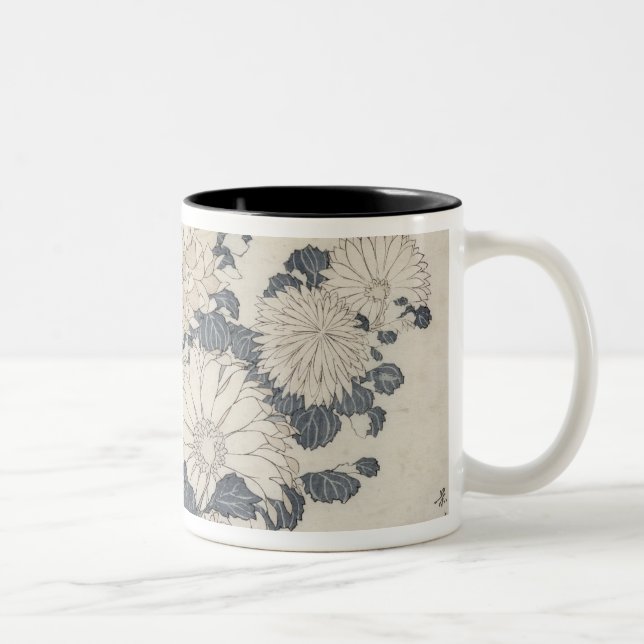 Bee and chrysanthemums Two-Tone coffee mug (Right)