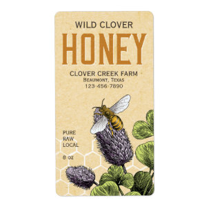 Bee and Clover Honey Label