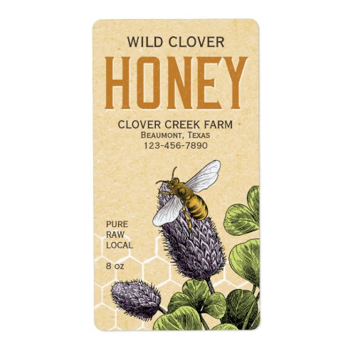 Bee and Clover Honey Label