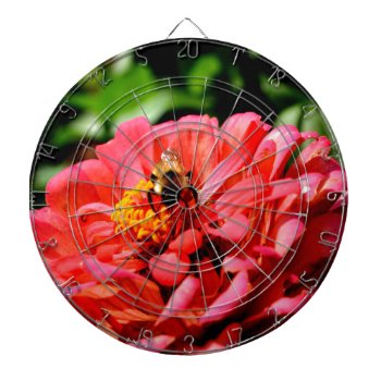 Bee And Coral Zinnia Dart Board by Omtastic at Zazzle