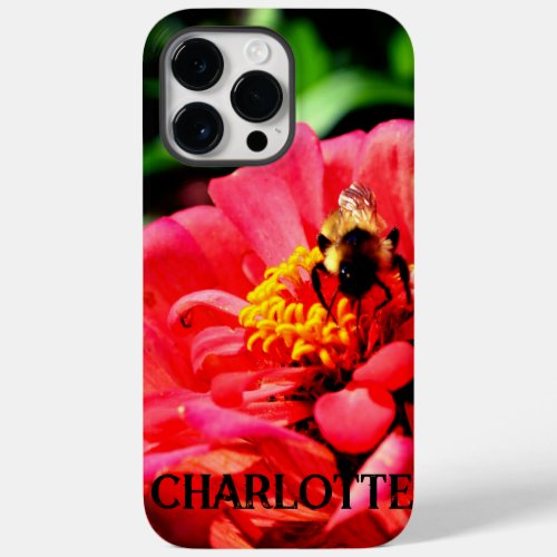 Bee and Coral Zinnia red flower orange floral  Case_Mate iPhone 14 Pro Max Case