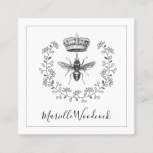 Bee And Crown Laurel Logo Square Business Card