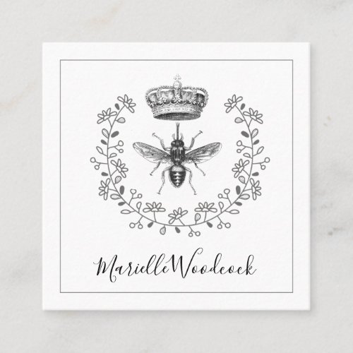 Bee And Crown Laurel Logo Square Business Card