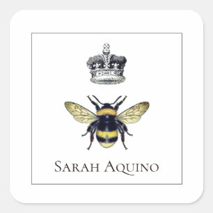 Bee And Crown Square Sticker