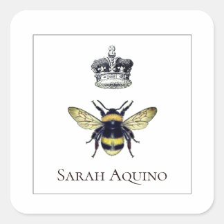 Bee And Crown Square Sticker