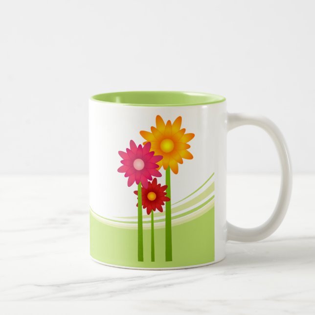 Bee And Daisy Flowers Garden Two-Tone Coffee Mug (Right)