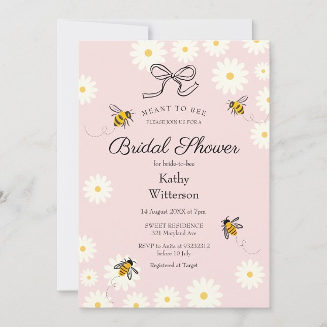 Bee and Daisy Gingham Meant To Bee Bridal Shower  Invitation (Front)