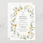 Bee and Delicate Wildflower Bridal Shower Invitation (Front/Back)