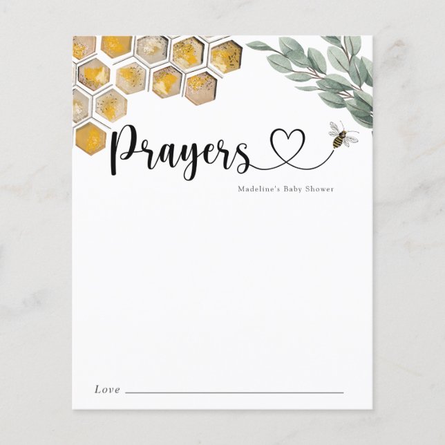Bee and Eucalyptus Prayers for Mom and Baby Card (Front)