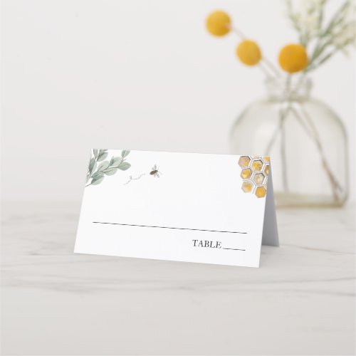 Bee and Eucalyptus Shower Place Cards