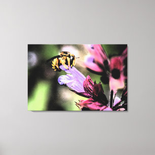 Bee and Flower 36x24 (90x60cm) waccnm Canvas Print